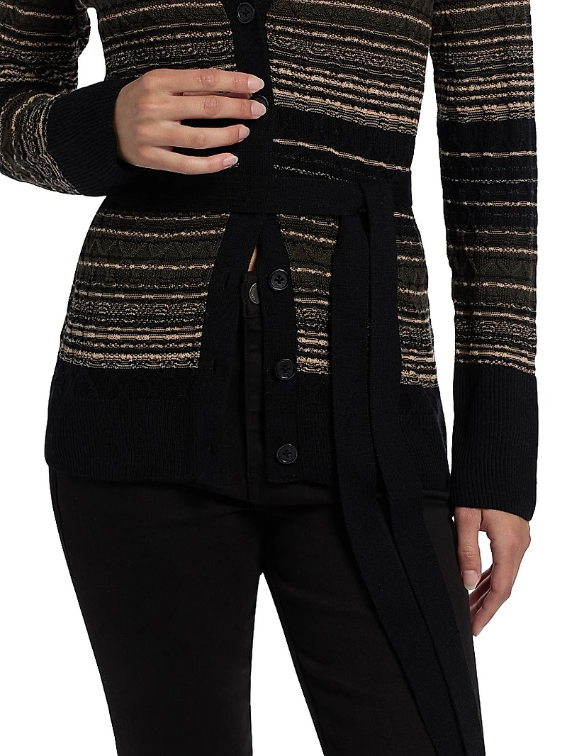 Michelle Striped Wool-Blend Cardigan