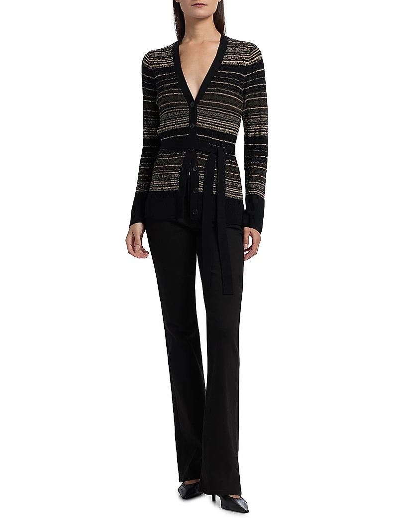Michelle Striped Wool-Blend Cardigan