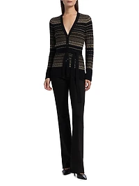 Michelle Striped Wool-Blend Cardigan