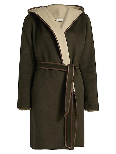 Joan Wool-Blend Hooded Wrap Coat
