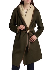 Joan Wool-Blend Hooded Wrap Coat