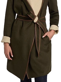Joan Wool-Blend Hooded Wrap Coat