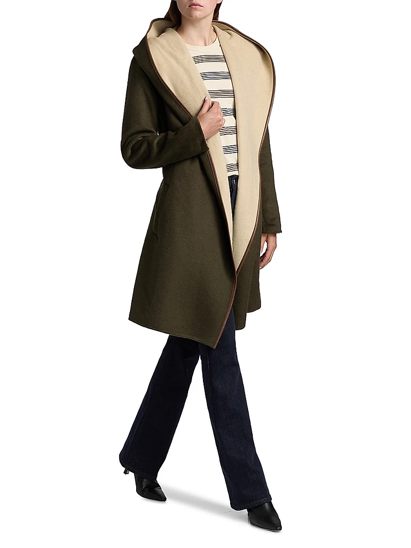 Joan Wool-Blend Hooded Wrap Coat