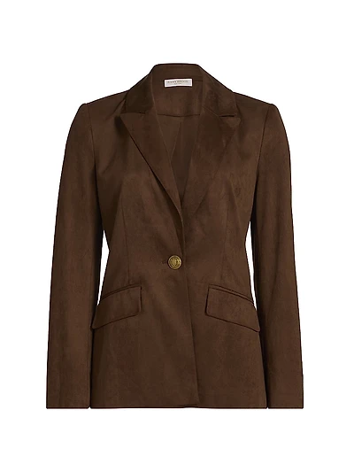 Marilyn Faux-Suede Single-Breasted Blazer