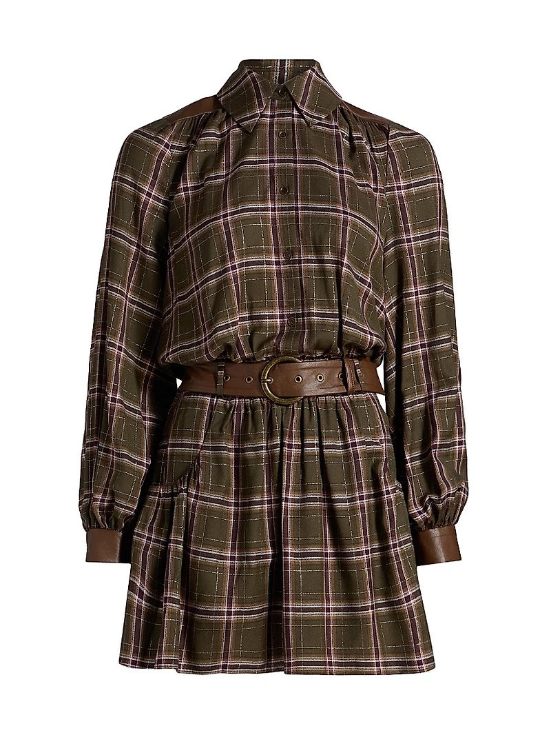 Jim Check Belted Mini-Shirtdress