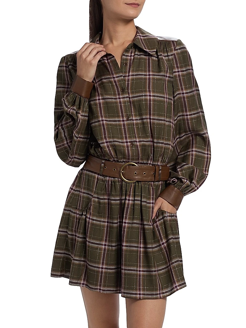 Jim Check Belted Mini-Shirtdress