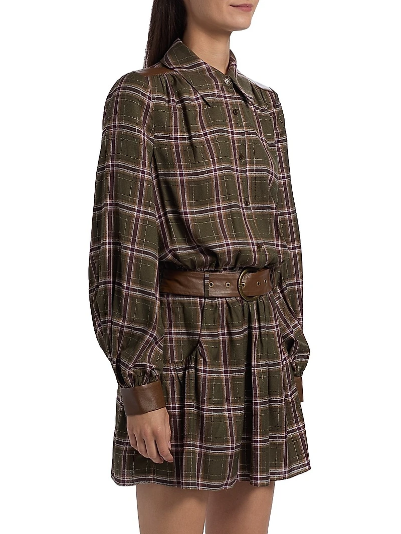 Jim Check Belted Mini-Shirtdress