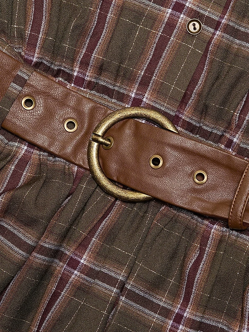Jim Check Belted Mini-Shirtdress
