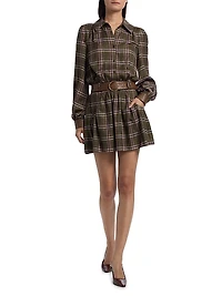 Jim Check Belted Mini-Shirtdress