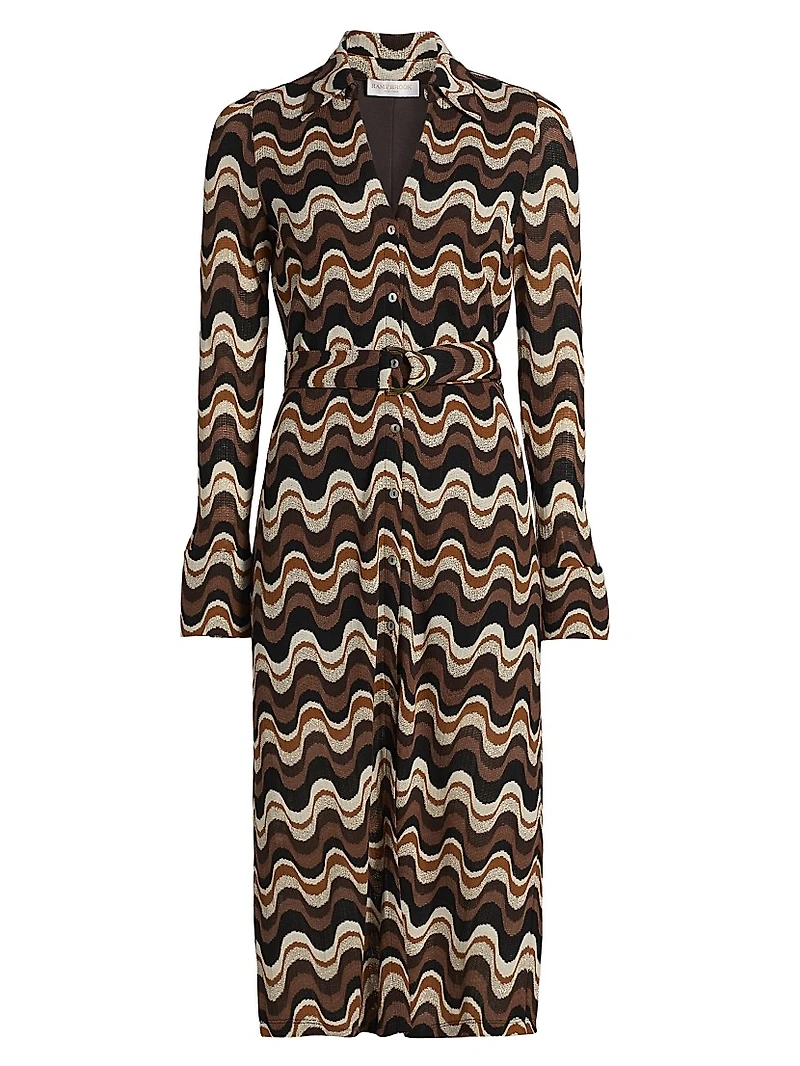 Lydia Swirled Belted Midi-Dress