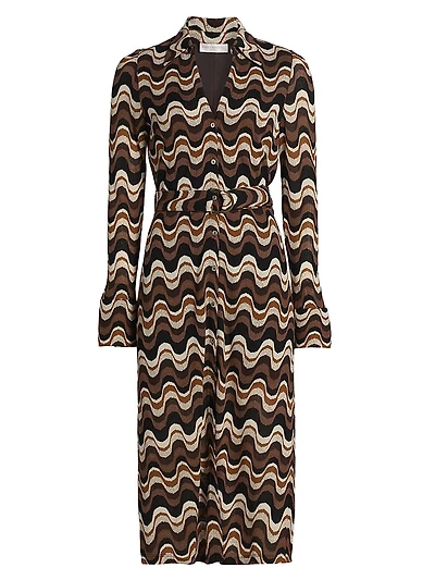 Lydia Swirled Belted Midi-Dress