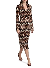 Lydia Swirled Belted Midi-Dress