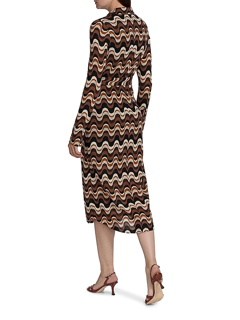 Lydia Swirled Belted Midi-Dress