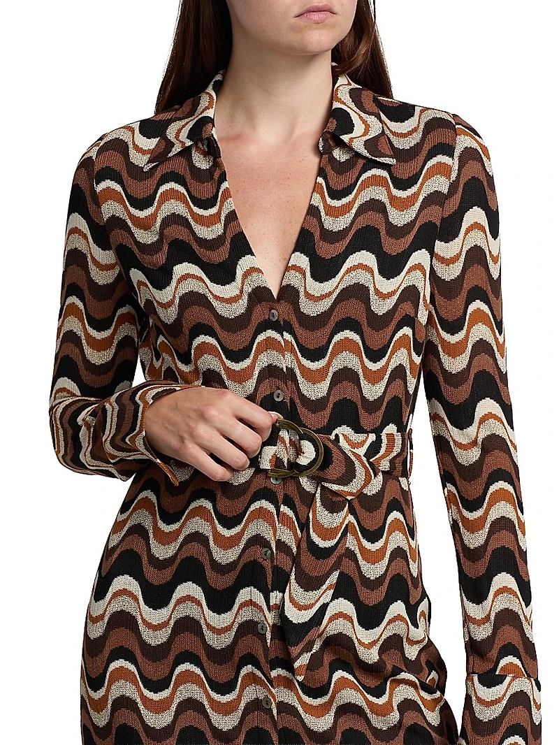 Lydia Swirled Belted Midi-Dress