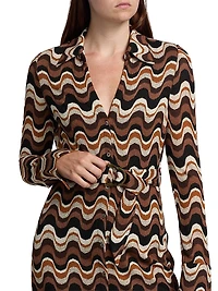 Lydia Swirled Belted Midi-Dress
