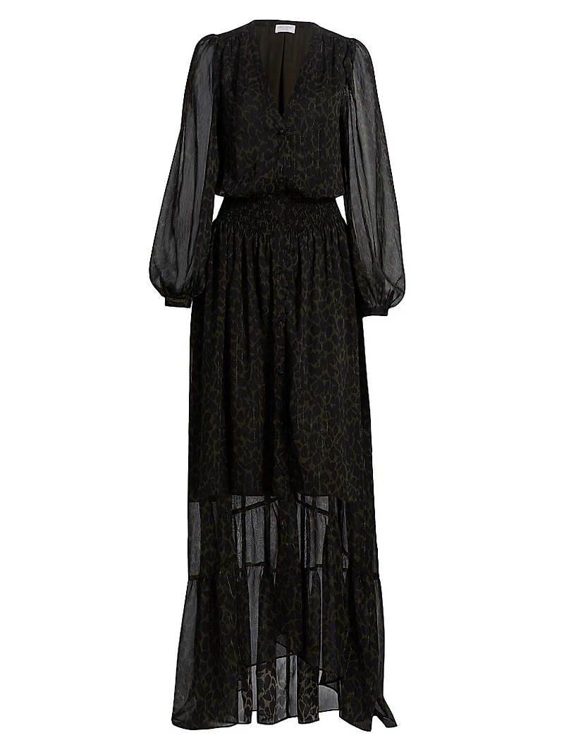 Teresa V-Neck Long-Sleeve Maxi Dress