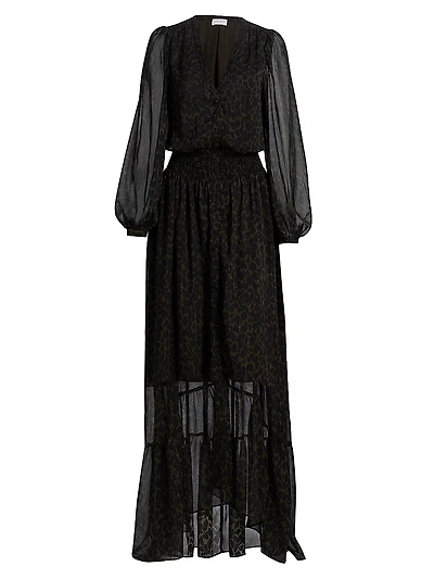 Teresa V-Neck Long-Sleeve Maxi Dress