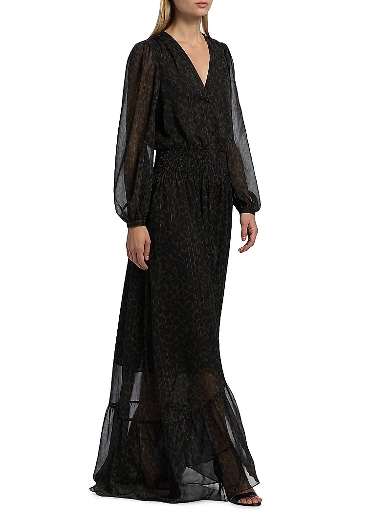 Teresa V-Neck Long-Sleeve Maxi Dress