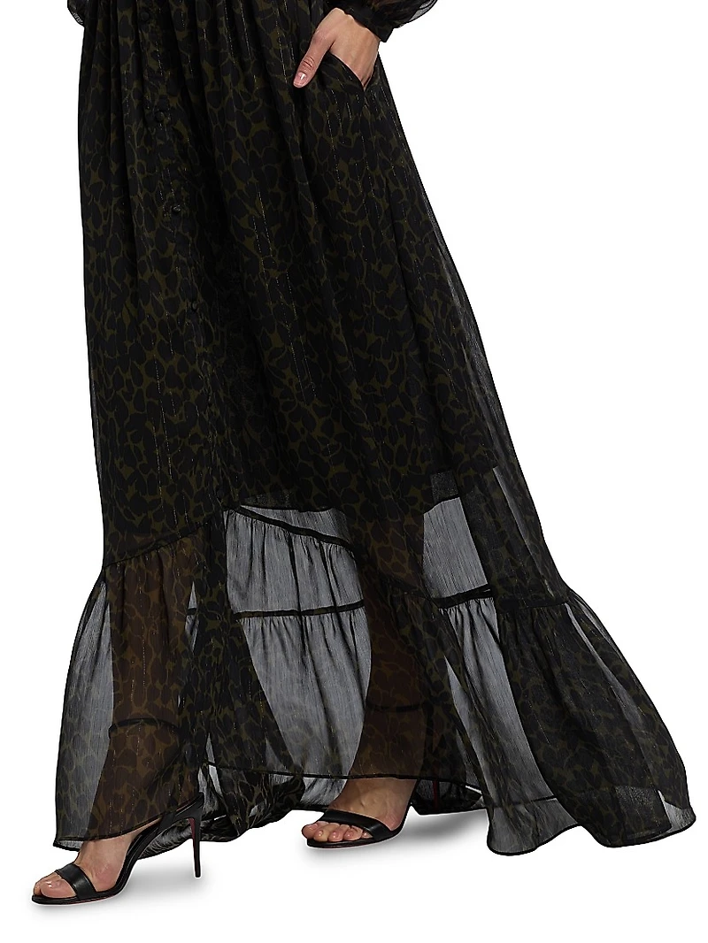 Teresa V-Neck Long-Sleeve Maxi Dress