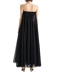 Strapless Evening Dress Lace with Cape