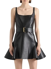Mini Straps Dress Leather