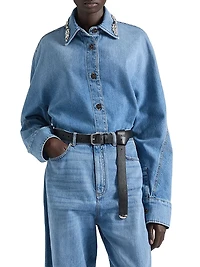 Shirt Washed Denim with Crystals