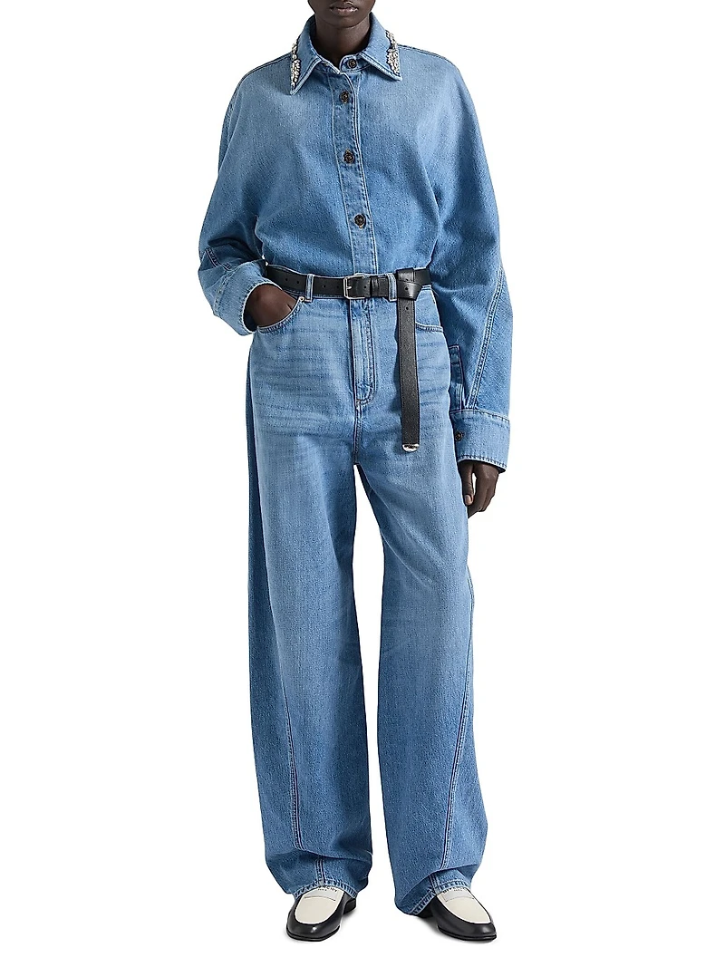 Shirt Washed Denim with Crystals