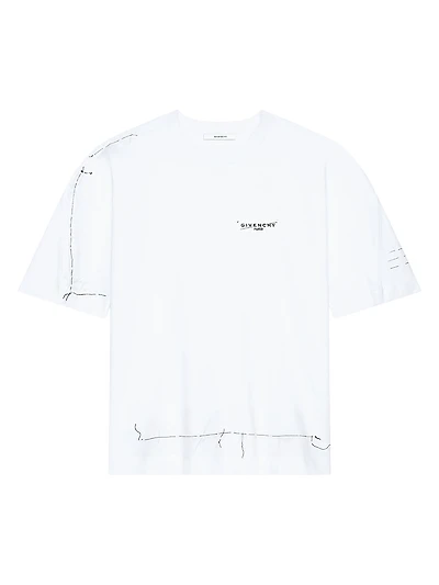 Boxy Fit T-Shirt Cotton with Trompe L'ſil Pattern