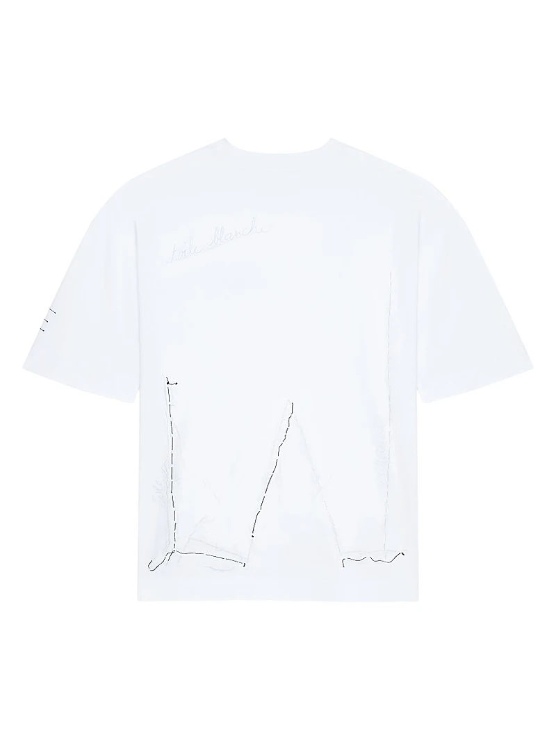 Boxy Fit T-Shirt Cotton with Trompe L'ſil Pattern