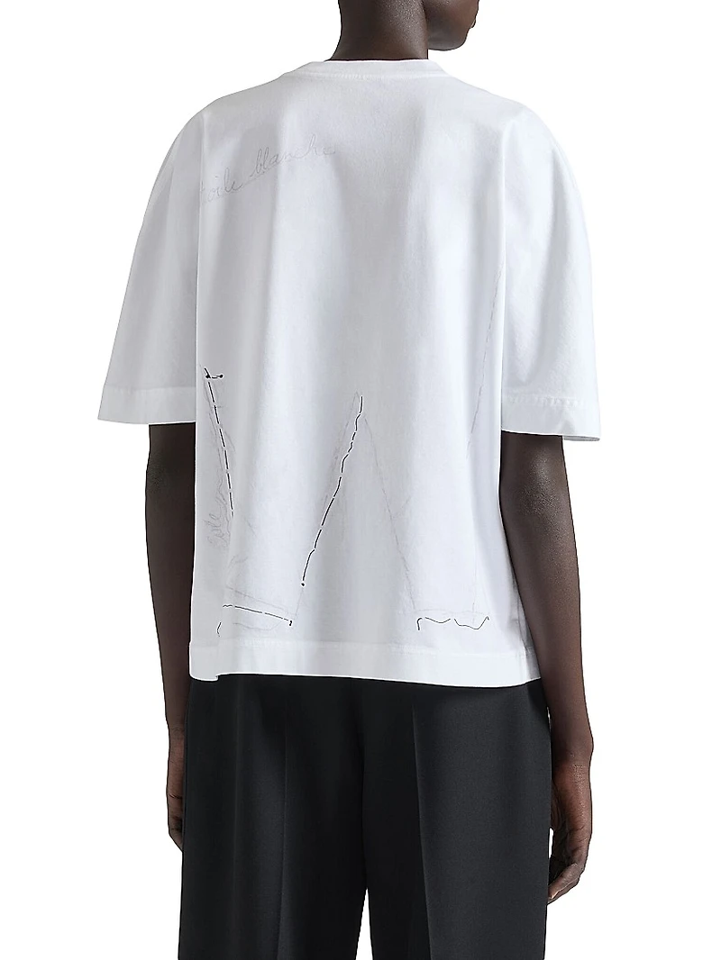 Boxy Fit T-Shirt Cotton with Trompe L'ſil Pattern