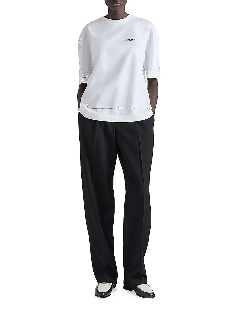 Boxy Fit T-Shirt Cotton with Trompe L'ſil Pattern