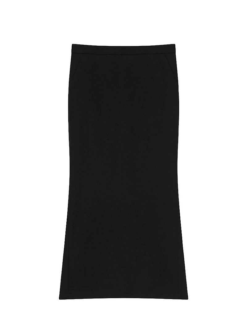 Mid length Skirt with Pleated Back