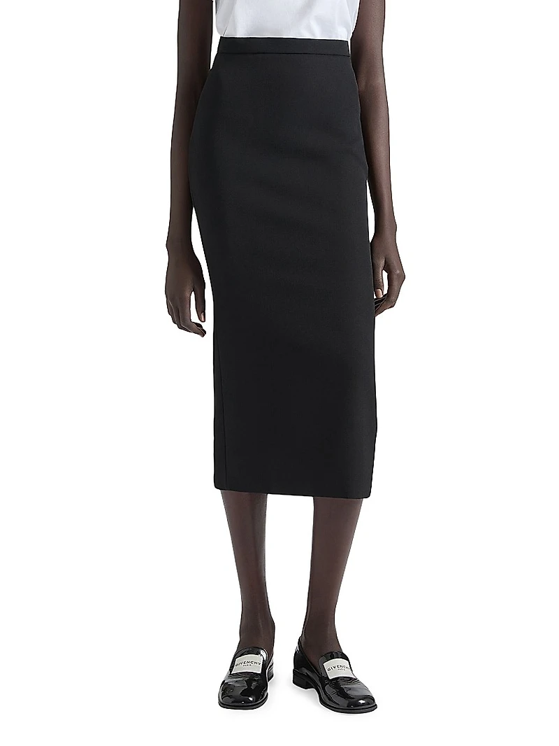 Mid length Skirt with Pleated Back