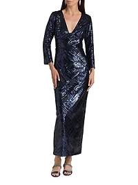 Jenna Sequined Plunging V-Neck Gown