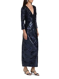 Jenna Sequined Plunging V-Neck Gown