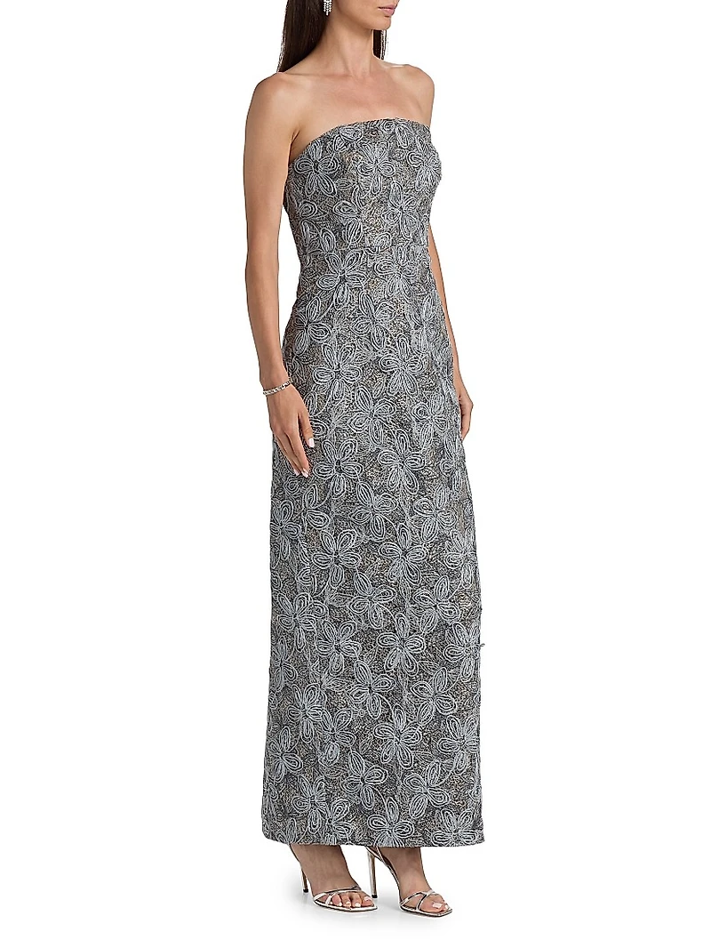 Meredith Floral-Embroidered Maxi Dress