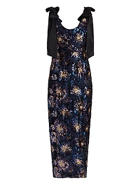 Kyle Bow-Detail Sequined Column Maxi Dress