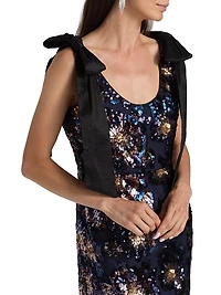 Kyle Bow-Detail Sequined Column Maxi Dress