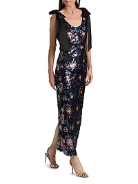 Kyle Bow-Detail Sequined Column Maxi Dress