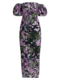 Nene Floral-Embroidered Mesh Off-The-Shoulder Maxi Dress