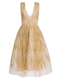 Tinsley Sequined Tulle Midi-Dress