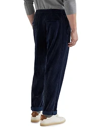 Leisure Fit Trousers Cotton Corduroy with Drawstring and Double Pleats