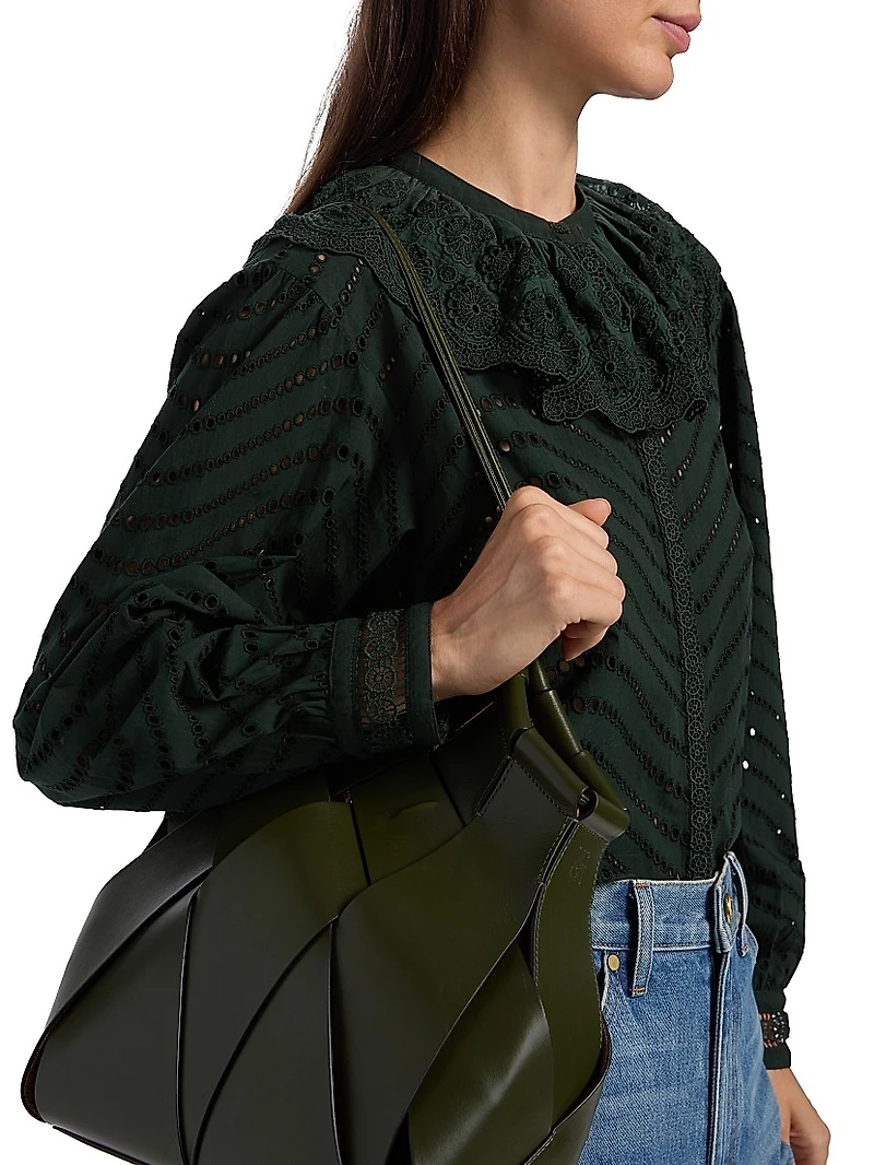 Fia Broderie Anglaise Ruffled-Collar Blouse