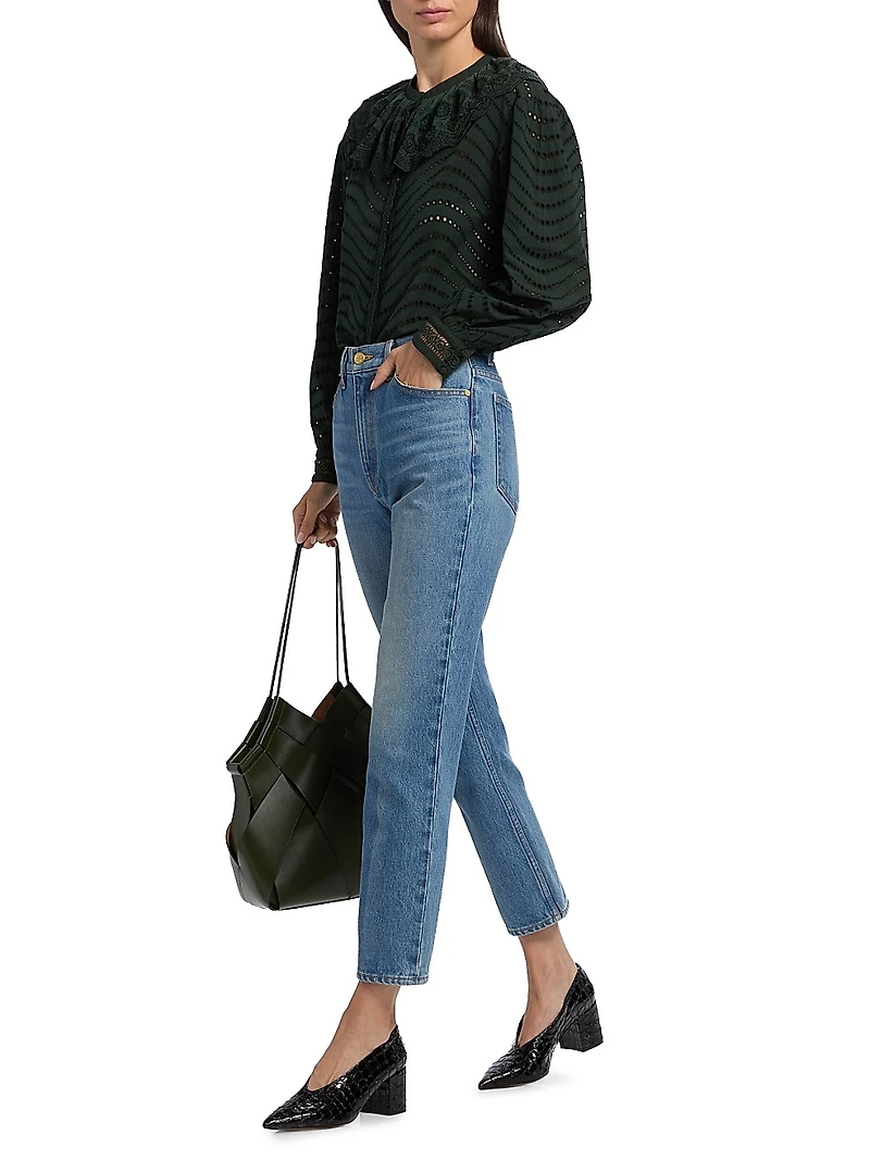 Fia Broderie Anglaise Ruffled-Collar Blouse