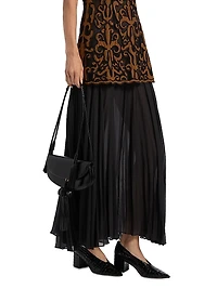 Auryn Appliqué Silk Sleeveless Combo Midi-Dress