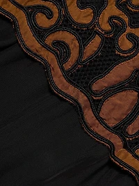 Auryn Appliqué Silk Sleeveless Combo Midi-Dress