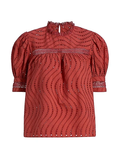 Virginia Broderie Anglaise Short-Sleeve Blouse