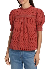 Virginia Broderie Anglaise Short-Sleeve Blouse