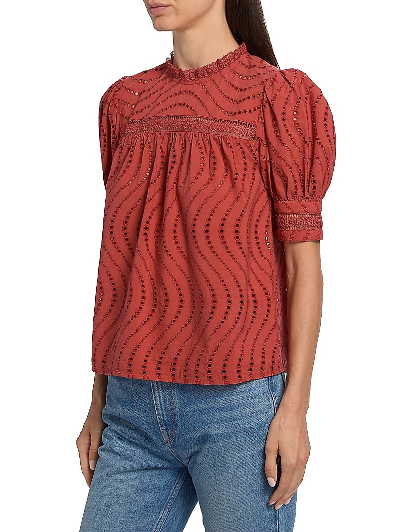 Virginia Broderie Anglaise Short-Sleeve Blouse