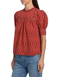 Virginia Broderie Anglaise Short-Sleeve Blouse